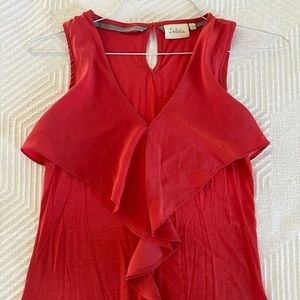 Red ruffle neck sleeveless top